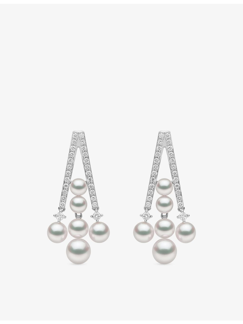 Yoko London Akoya pearl diamond drop earrings 18ct white gold (British brand)