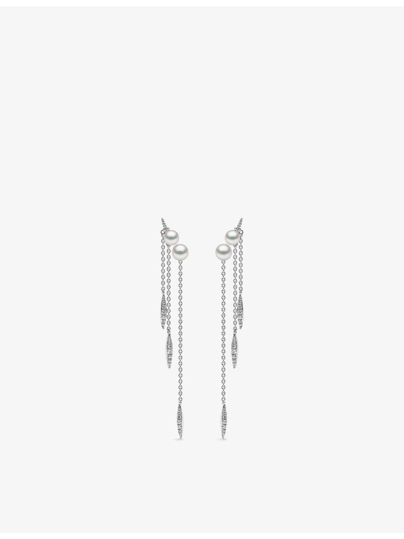 Yoko London pearl diamond earrings in 18ct white gold (British brand)