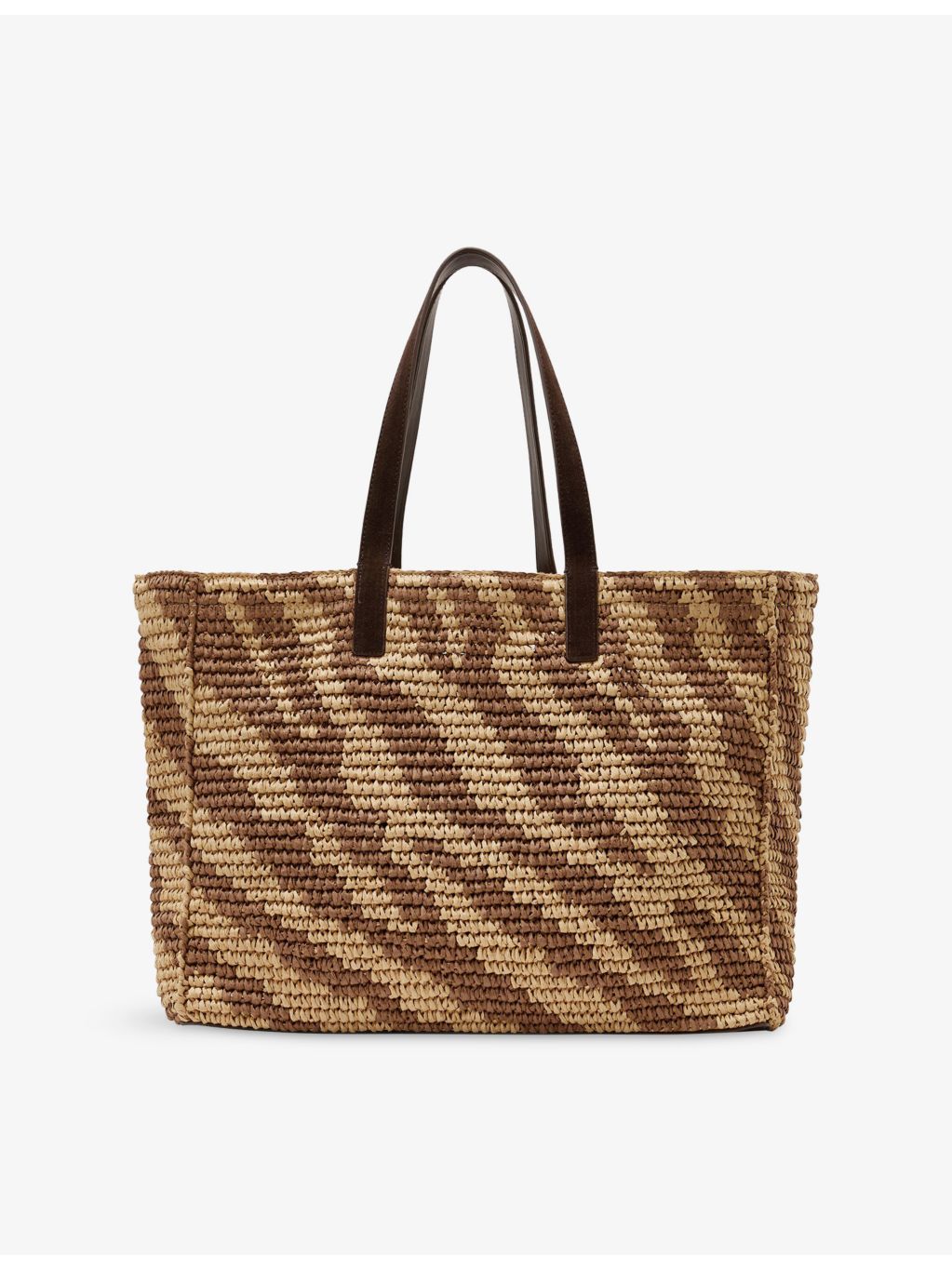Reiss zebra-print raffia tote bag, imported from the UK