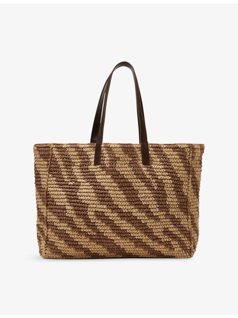 Reiss zebra-print raffia tote bag, imported from the UK