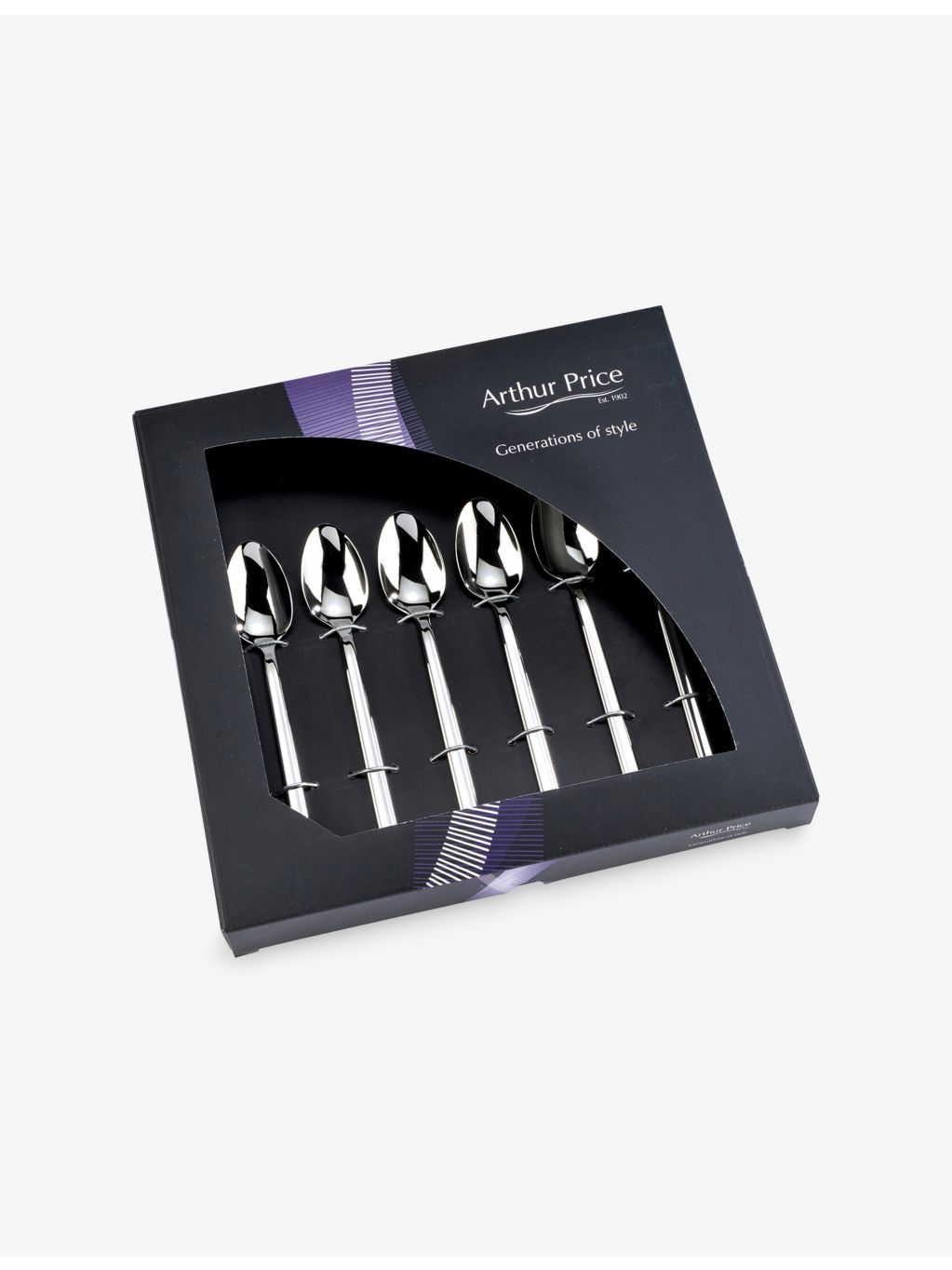 Arthur Price Horizon six stainless-steel teaspoons set, (British brand)