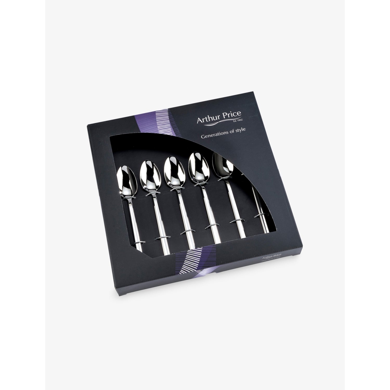 Arthur Price Horizon six stainless-steel teaspoons set, (British brand)