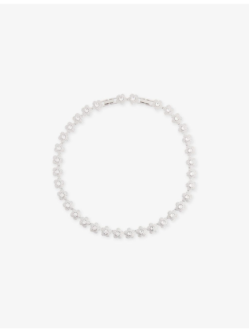 Swarovski rhodium-plated cubic zirconia tennis necklace 38-40cm - British product