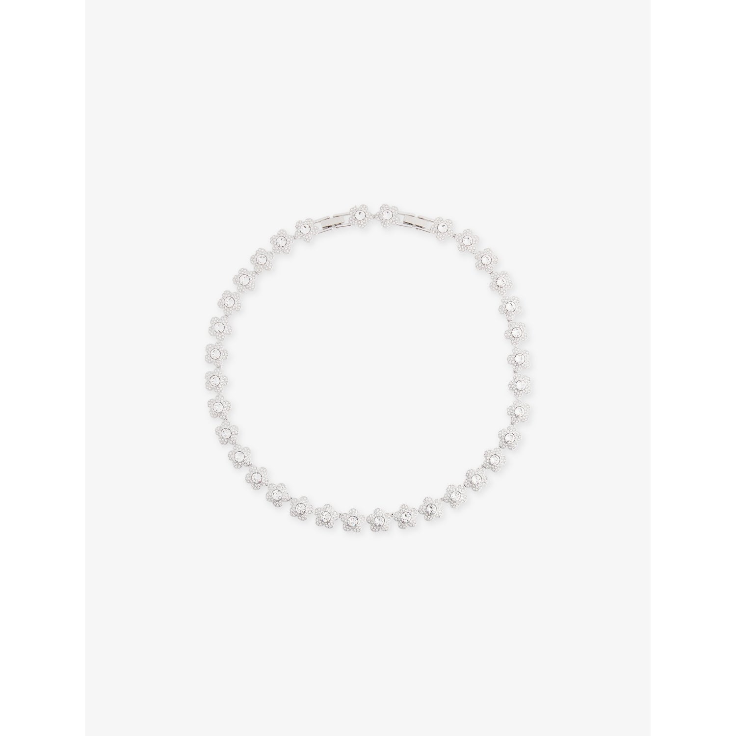 Swarovski rhodium-plated cubic zirconia tennis necklace 38-40cm - British product