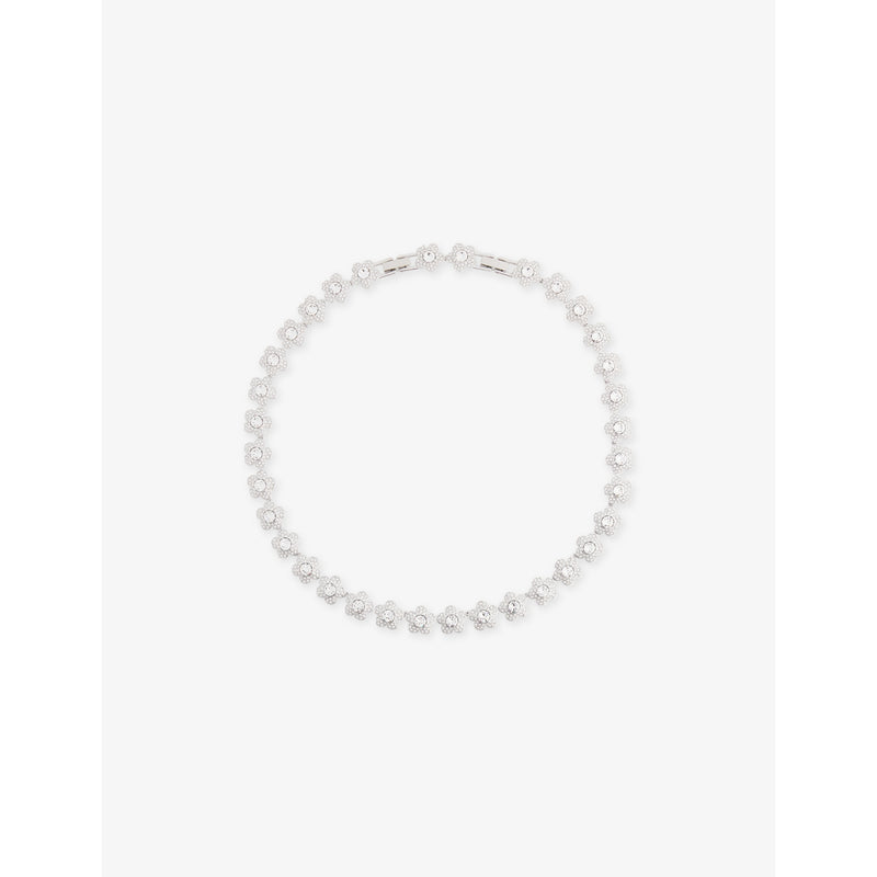 Swarovski rhodium-plated cubic zirconia tennis necklace 38-40cm - British product