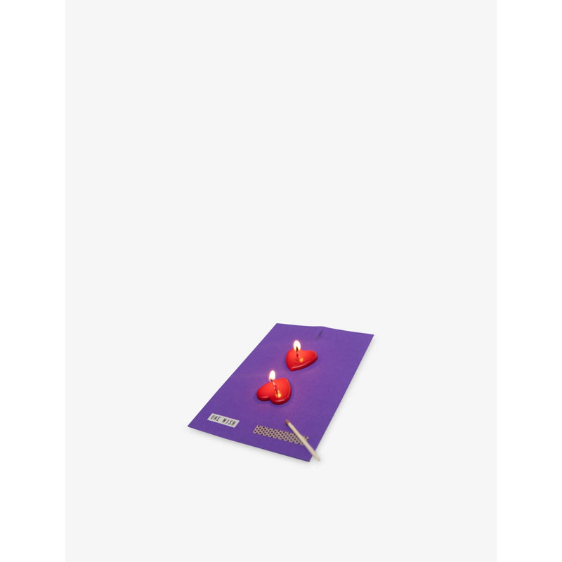 Double Heart red wish card, handmade in London - British product