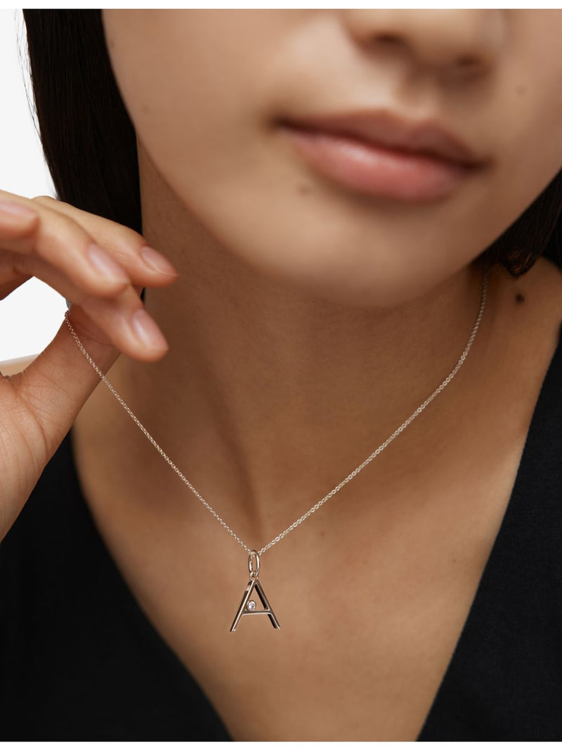 Monica Vinader sterling silver initial A pendant - British product