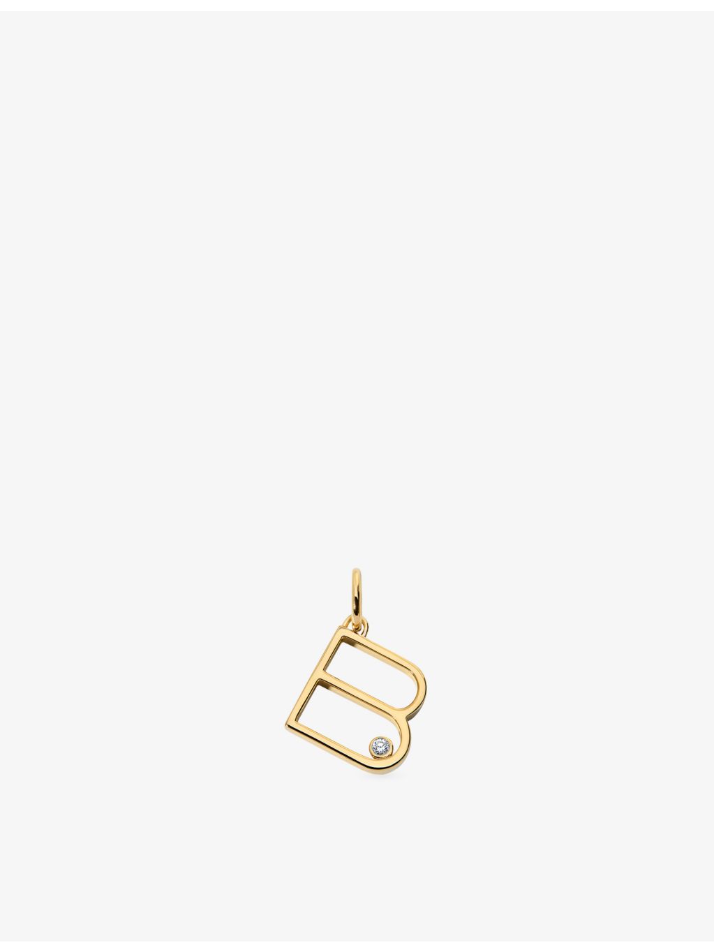 Monica Vinader initial B pendant with lab-grown diamond, imported from the UK