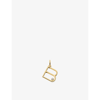 selfridges Monica Vinader Solitaire Initial B 18ct Yellow Gold Vermeil and Lab-Grown Diamond Pendant- Buy online at McGrocer