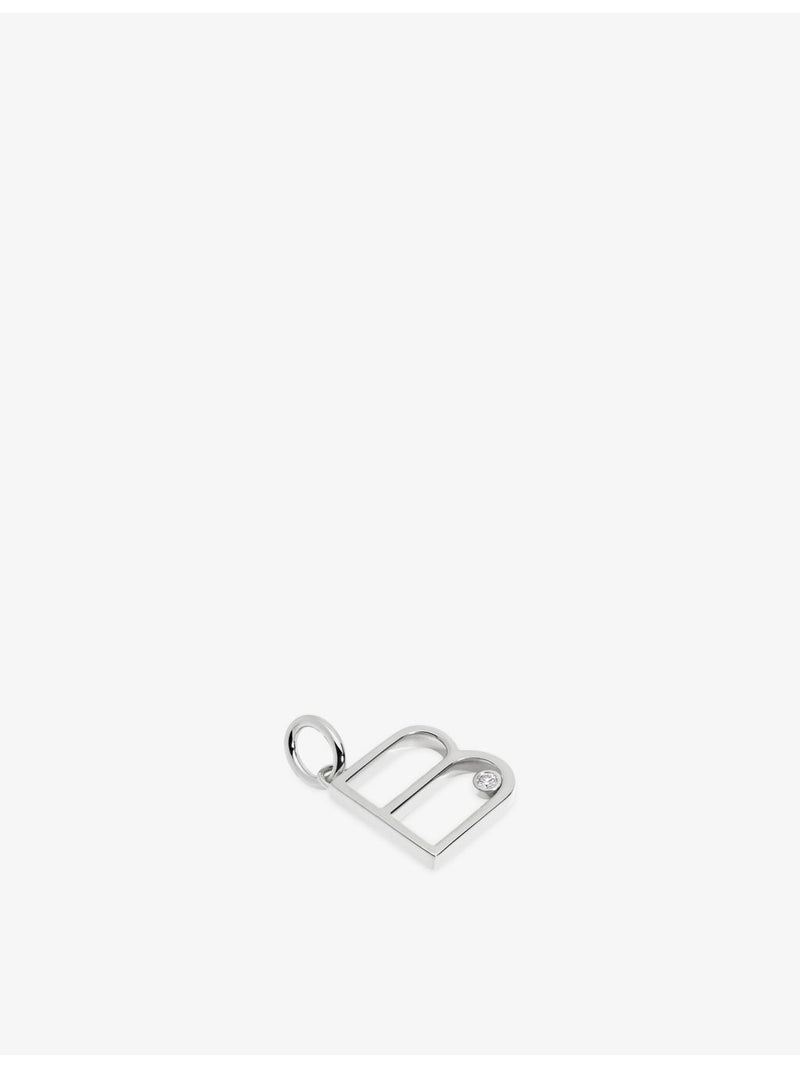 Monica Vinader initial B sterling silver pendant with lab-grown diamond, imported from the UK