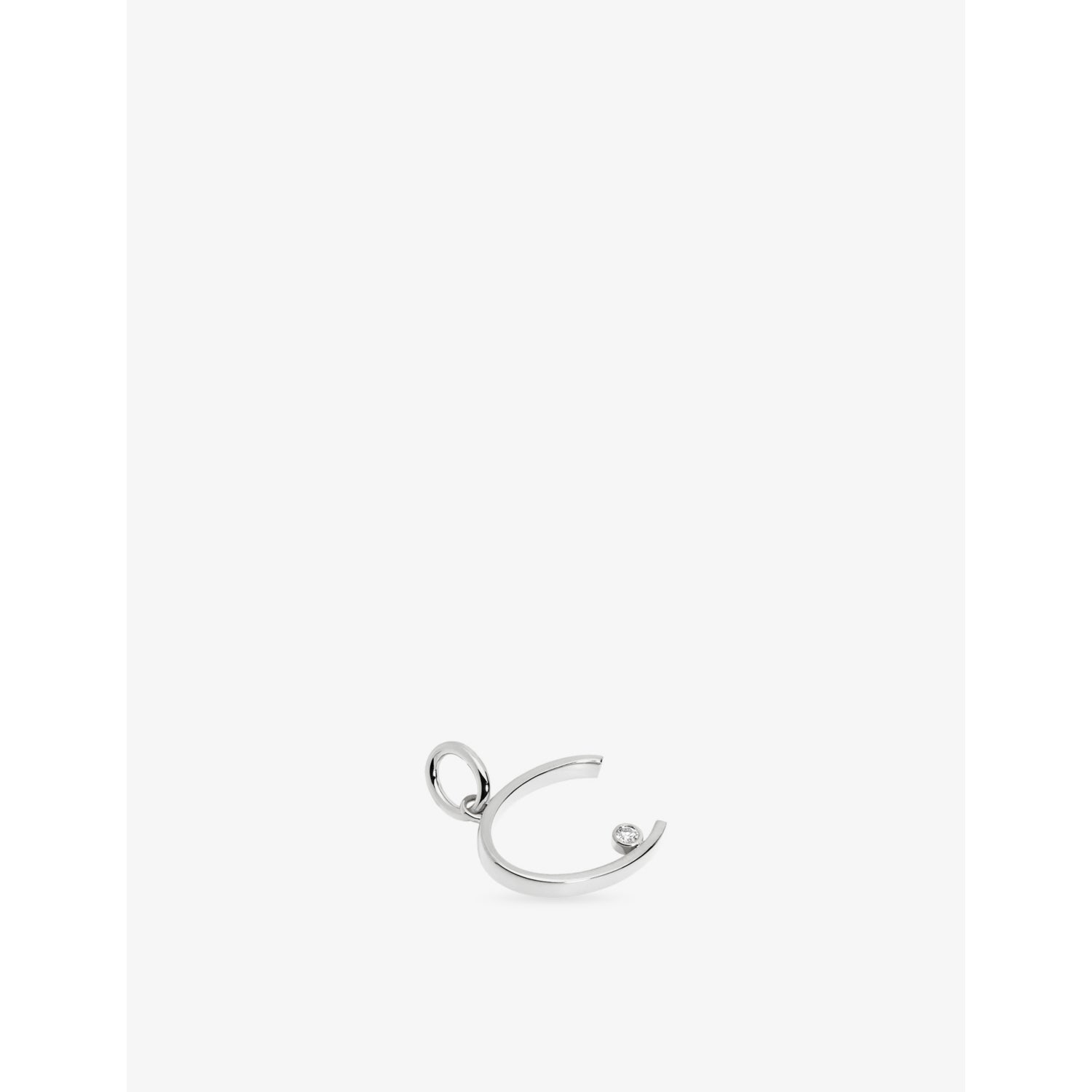 Monica Vinader sterling silver C pendant, lab-grown diamond, imported from the UK