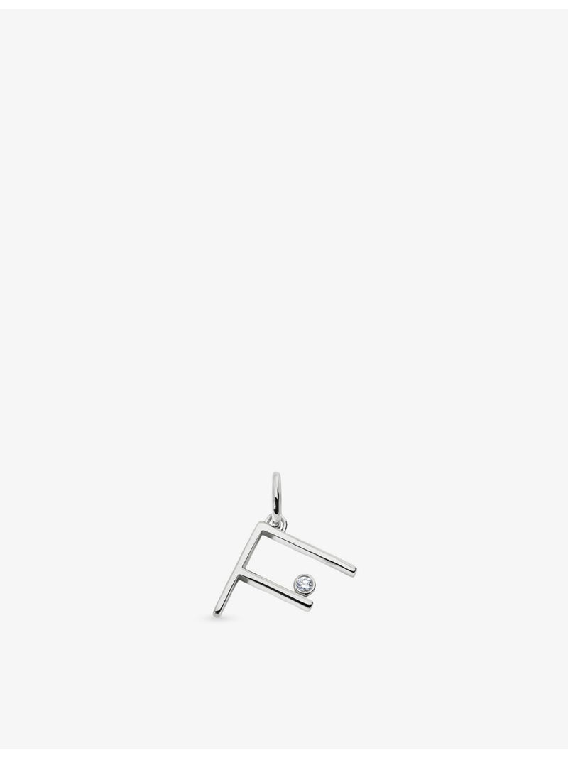 Monica Vinader initial F pendant lab-grown diamond solitaire, imported from the UK