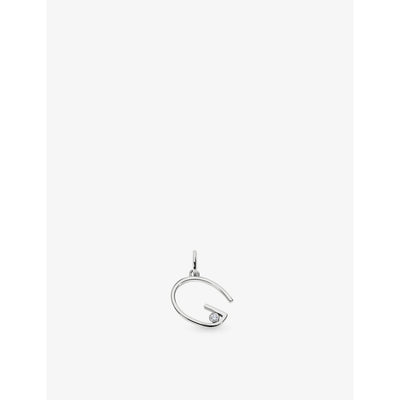 selfridges Monica Vinader Initial G Solitaire Lab-Grown Diamond Sterling Silver Pendant Charm- Buy online at McGrocer