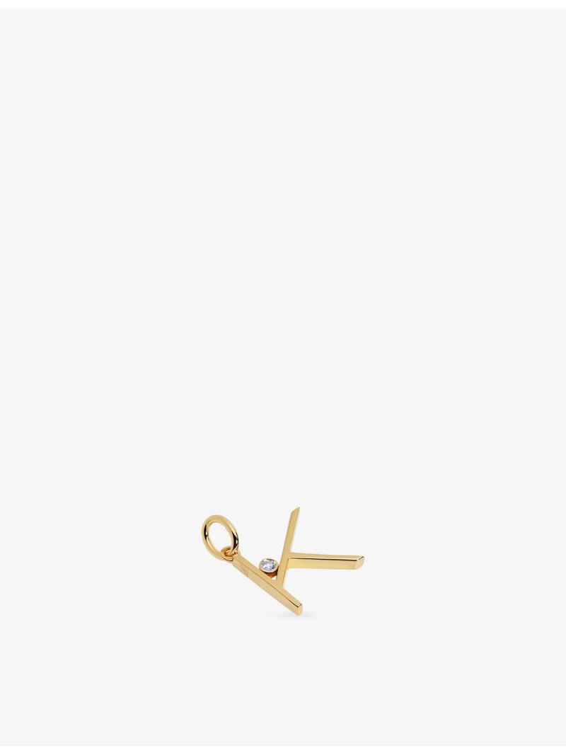 Monica Vinader K initial solitaire pendant, 18ct gold vermeil - British product