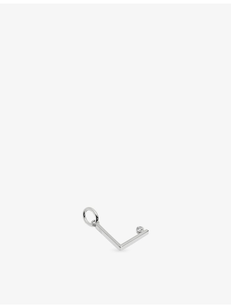 Monica Vinader L-initial silver pendant with lab-grown diamond, imported from the UK