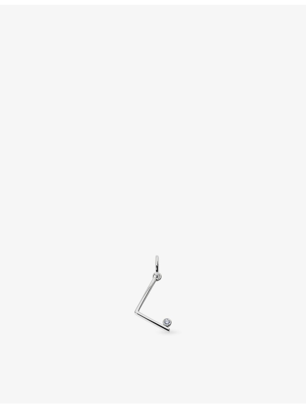 Monica Vinader L-initial silver pendant with lab-grown diamond, imported from the UK