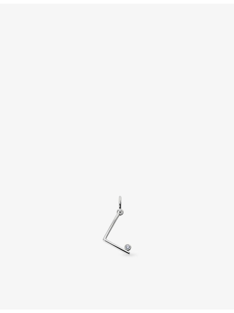 Monica Vinader L-initial silver pendant with lab-grown diamond, imported from the UK
