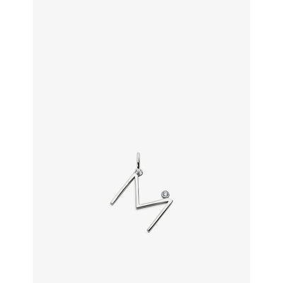 selfridges Monica Vinader Initial M Solitaire Lab-Grown Diamond and Sterling Silver Pendant Charm- Buy online at McGrocer