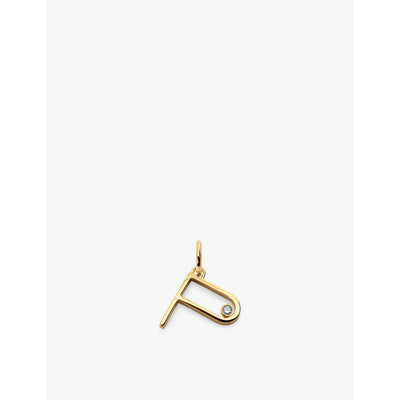 selfridges Monica Vinader 0.035ct Solitaire Lab-Grown Diamond Initial P 18ct Yellow-Gold Vermeil Pendant- Buy online at McGrocer