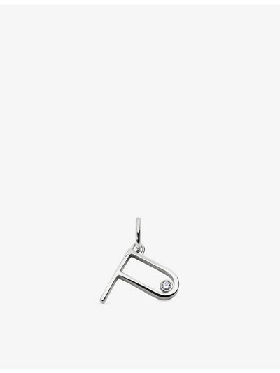 selfridges Monica Vinader Solitaire Diamond Initial P Sterling Silver and 0.035ct Lab-Grown Diamond Pendant- Buy online at McGrocer