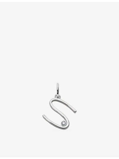 selfridges Monica Vinader Solitaire Diamond Initial S Sterling Silver Lab-Grown Diamond Pendant 0.035ct- Buy online at McGrocer