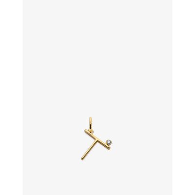 selfridges Monica Vinader Initial T Solitaire 0.035ct Lab-Grown Diamond 18ct Yellow-Gold Vermeil Pendant- Buy online at McGrocer