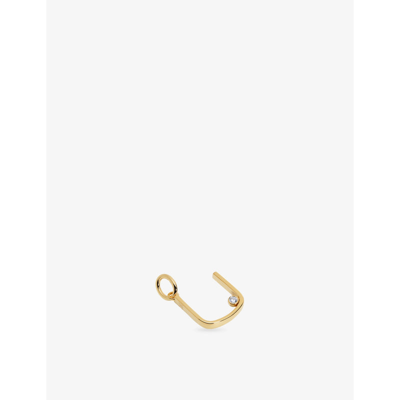 Monica Vinader gold vermeil initial U pendant with lab-grown diamond, UK version