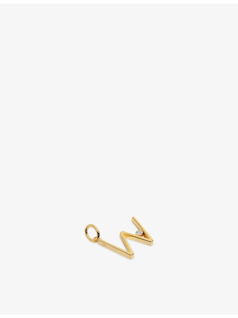 Monica Vinader initial W diamond pendant 18ct yellow-gold vermeil, UK version