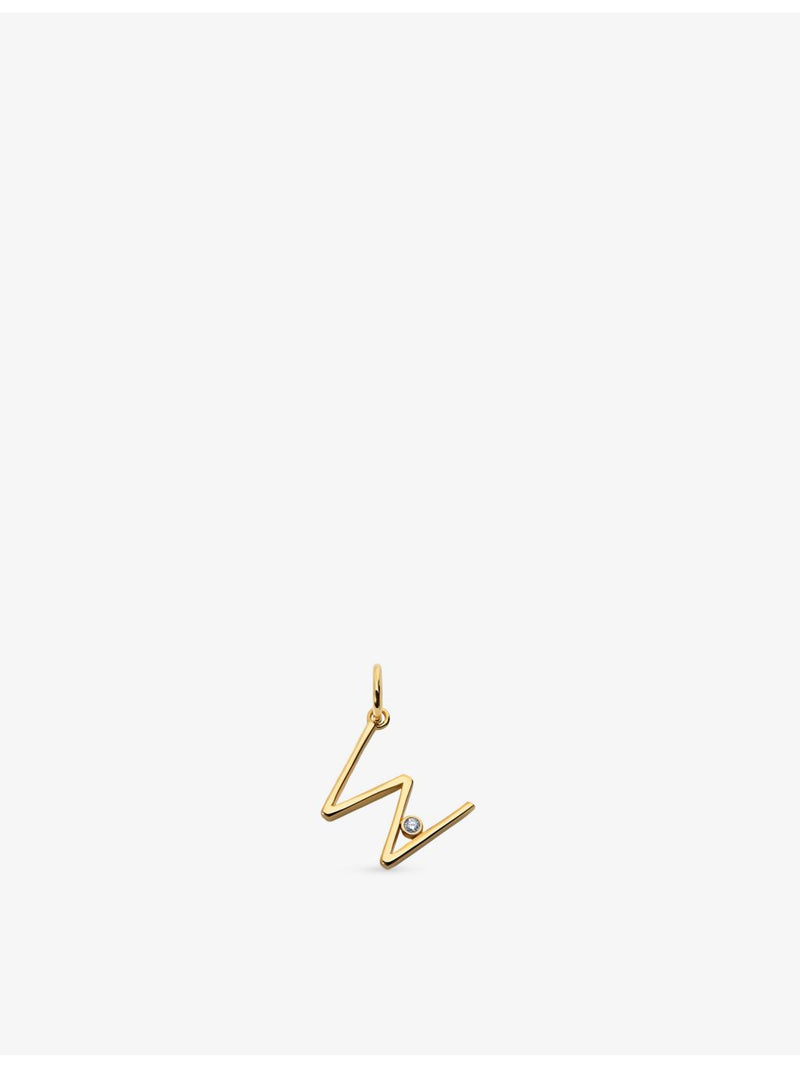 Monica Vinader initial W diamond pendant 18ct yellow-gold vermeil, UK version