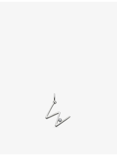 selfridges Monica Vinader Solitaire Diamond Initial W Sterling Silver 0.035ct Lab-Grown Diamond Pendant- Buy online at McGrocer