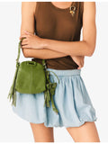 Maje Miss M fringed leather pouch, imported from the UK