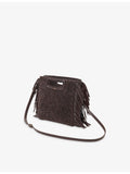 Maje fringed raffia shoulder bag with magnetic fastening - British product