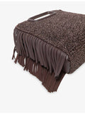 Maje fringed raffia shoulder bag with magnetic fastening - British product
