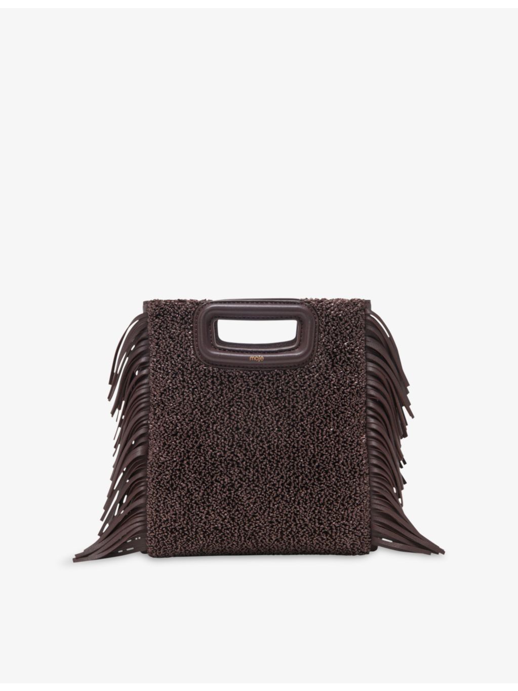 Maje fringed raffia shoulder bag with magnetic fastening - British product