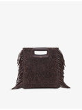 Maje fringed raffia shoulder bag with magnetic fastening - British product