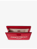 Jimmy Choo raffia and leather pouch with embroidered logo - British product