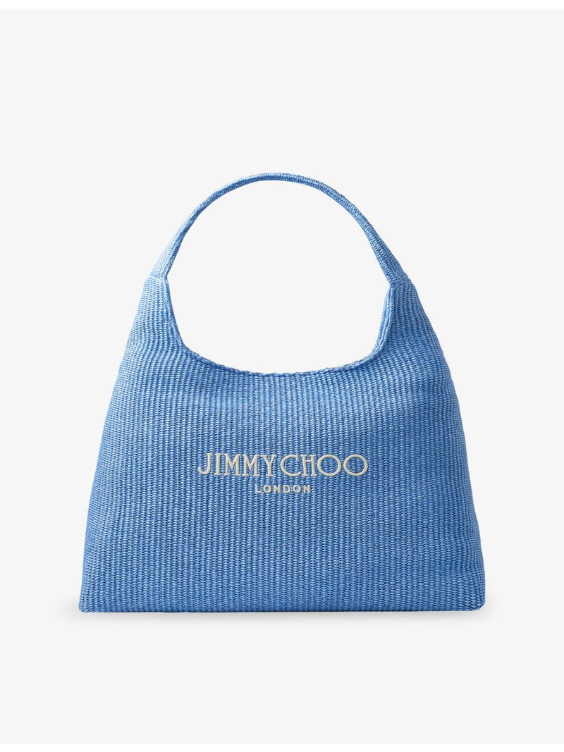Jimmy Choo hobo raffia bag with diamond silhouette and logo embroidery - British product