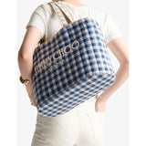 Jimmy Choo raffia tote bag with gingham print (British brand)