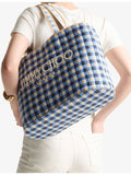 Jimmy Choo raffia tote bag with gingham print (British brand)