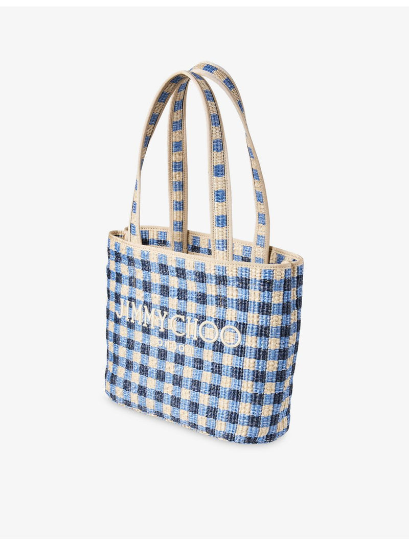 Jimmy Choo raffia tote bag with gingham print (British brand)