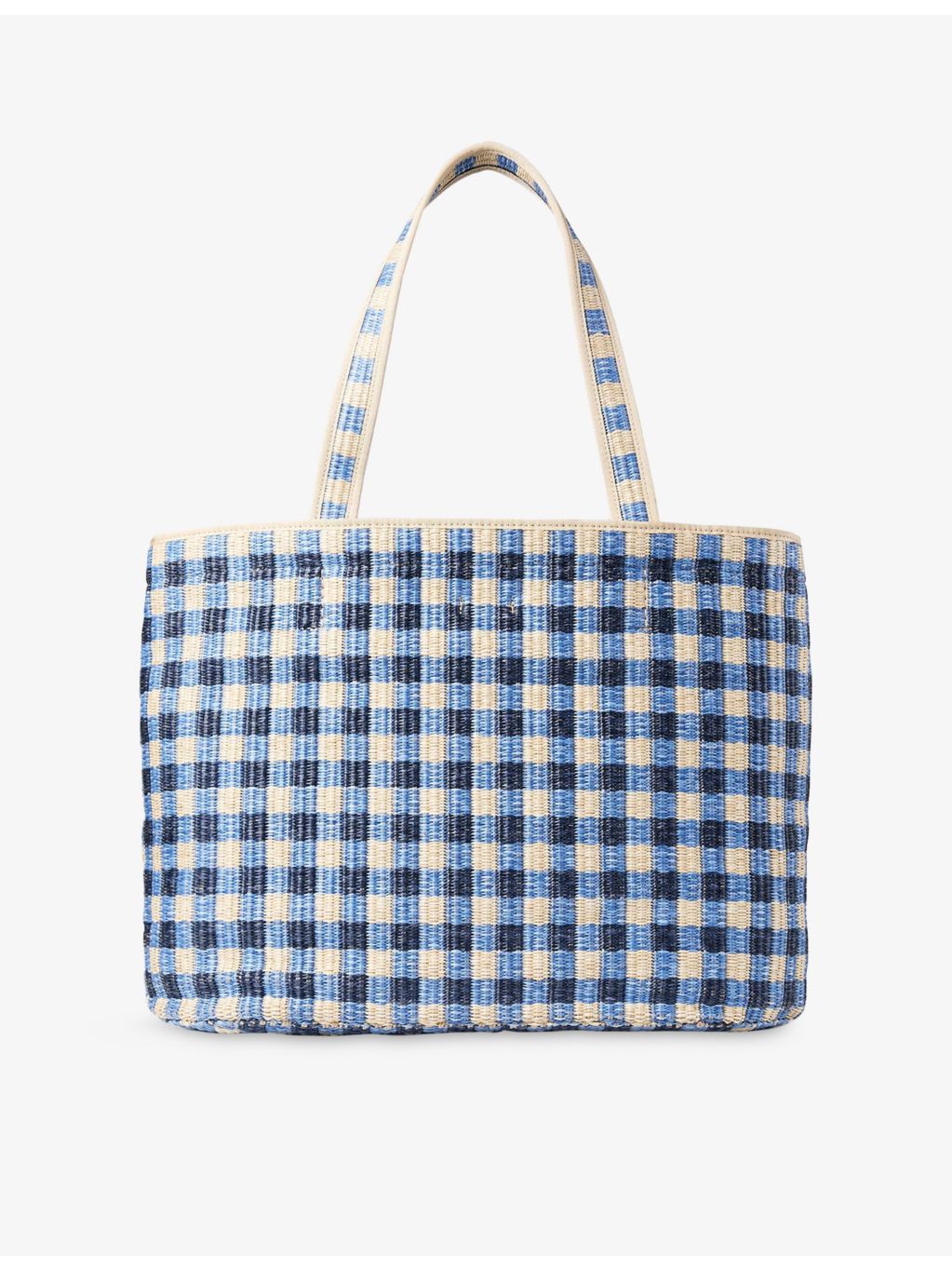 Jimmy Choo raffia tote bag with gingham print (British brand)
