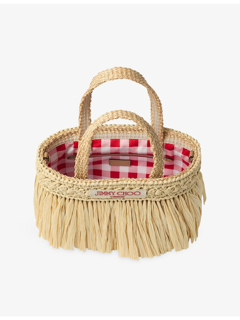 Jimmy Choo mini beach woven raffia tote bag (British brand)