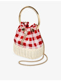 Jimmy Choo gingham cotton top-handle bag, imported from the UK