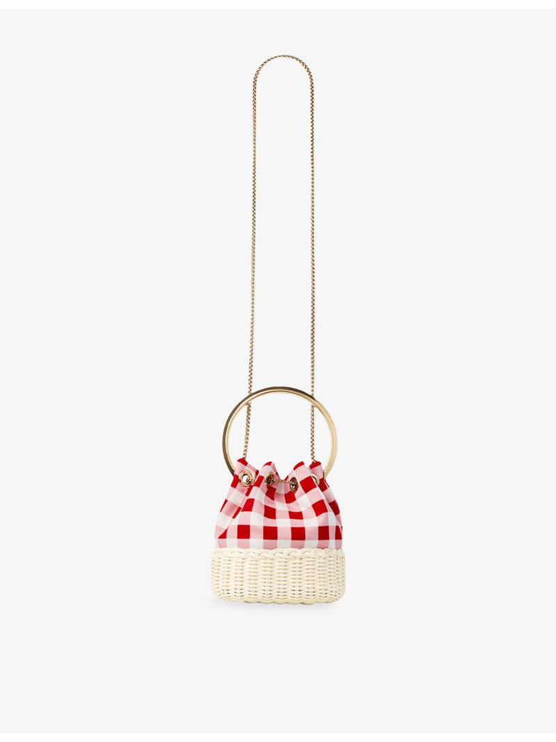 Jimmy Choo gingham cotton top-handle bag, imported from the UK