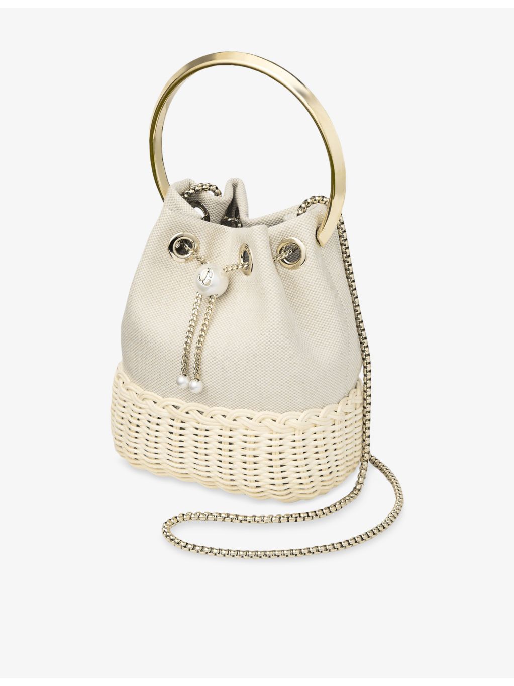 Jimmy Choo Bon Bon canvas and wicker handbag, UK version