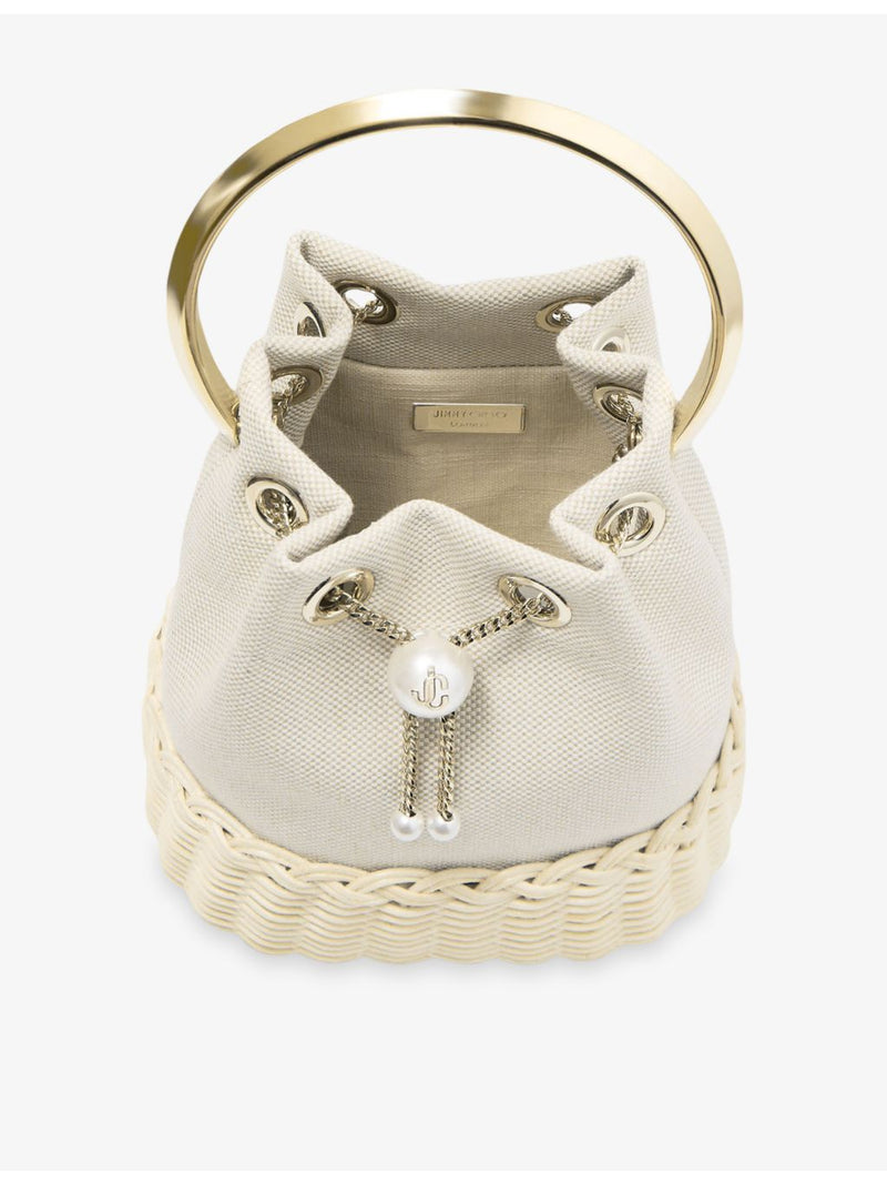 Jimmy Choo Bon Bon canvas and wicker handbag, UK version