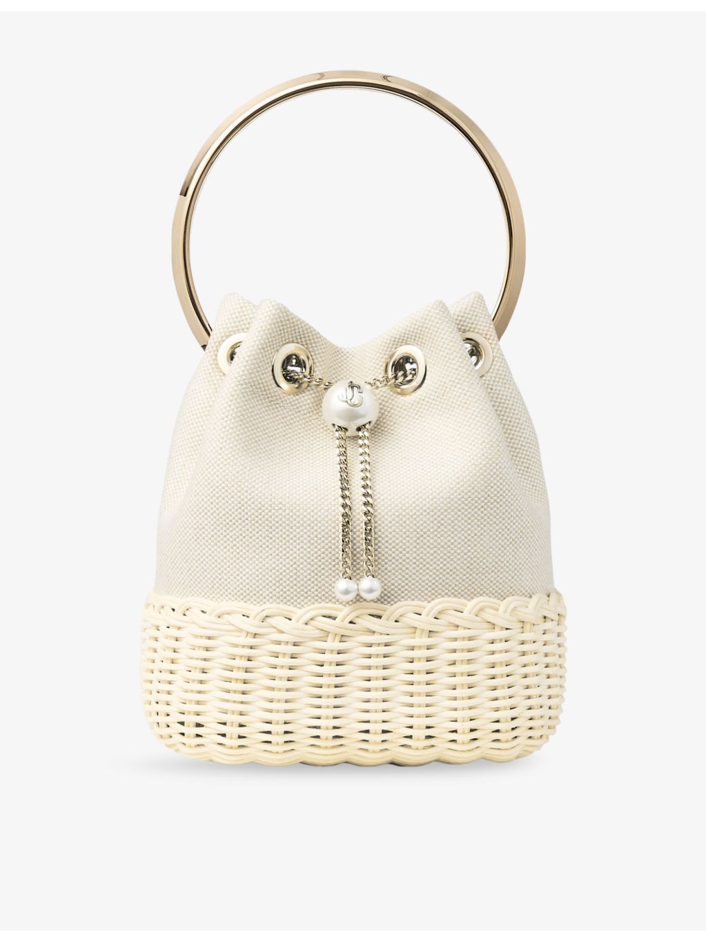 Jimmy Choo Bon Bon canvas and wicker handbag, UK version