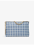 Jimmy Choo Callie maxi gingham check raffia shoulder bag (British brand)