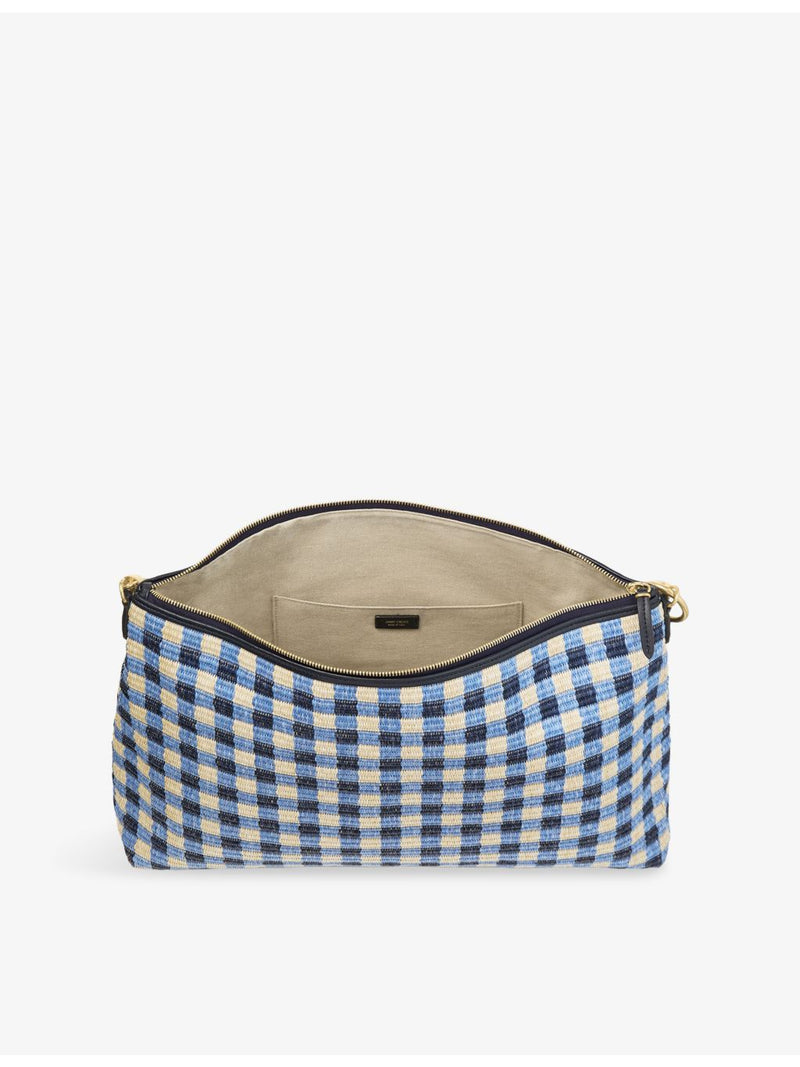 Jimmy Choo Callie maxi gingham check raffia shoulder bag (British brand)