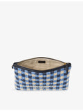Jimmy Choo gingham raffia zipped pouch, imported from the UK